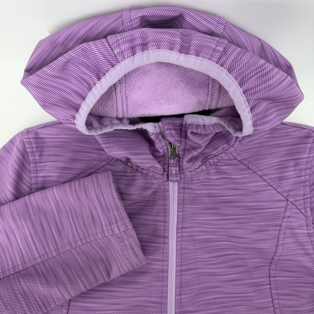 Free Country Girls Purple Striped Hooded Softshell Active Jacket Size 14/16